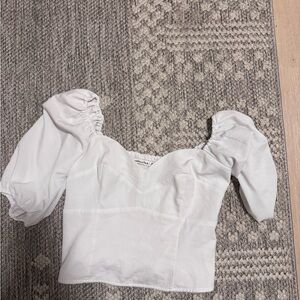 Abercrombie & Fitch White Puff Sleeve Blouse